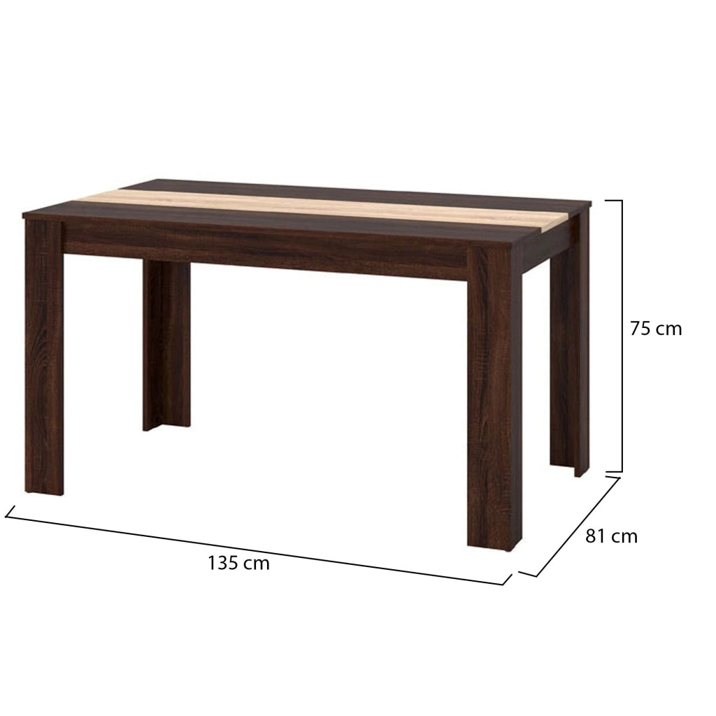 Simala, Tavolo Fisso 6 Posti, 135x80.5x74.5h cm Marrone Noce