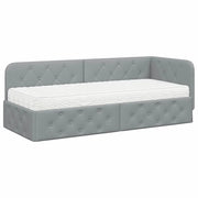 Letto singolo | Letto per adulti | Cornice del letto ad angolo Grigio chiaro 80 x 200 cm Tessuto