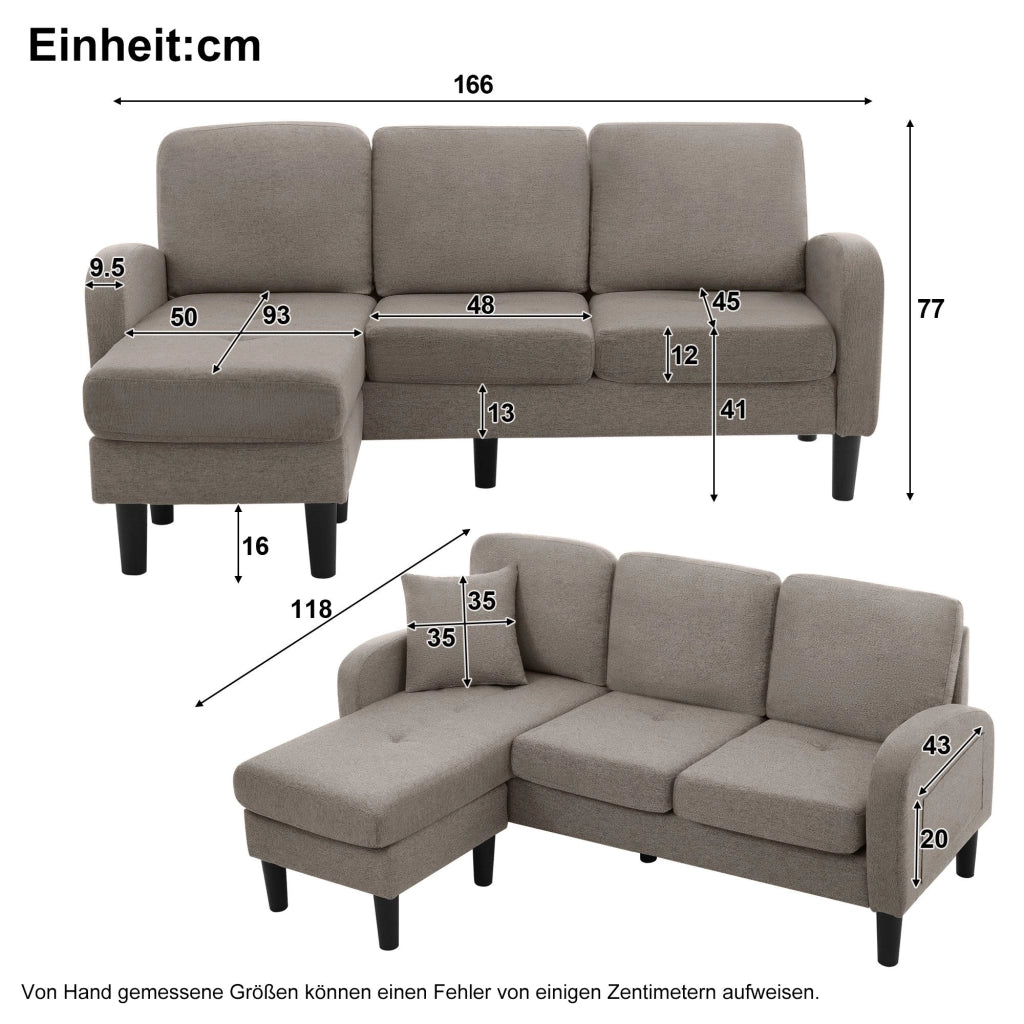 DIVANO ANGOLARE MODULARE 166x118x77 cm Grigio scuro