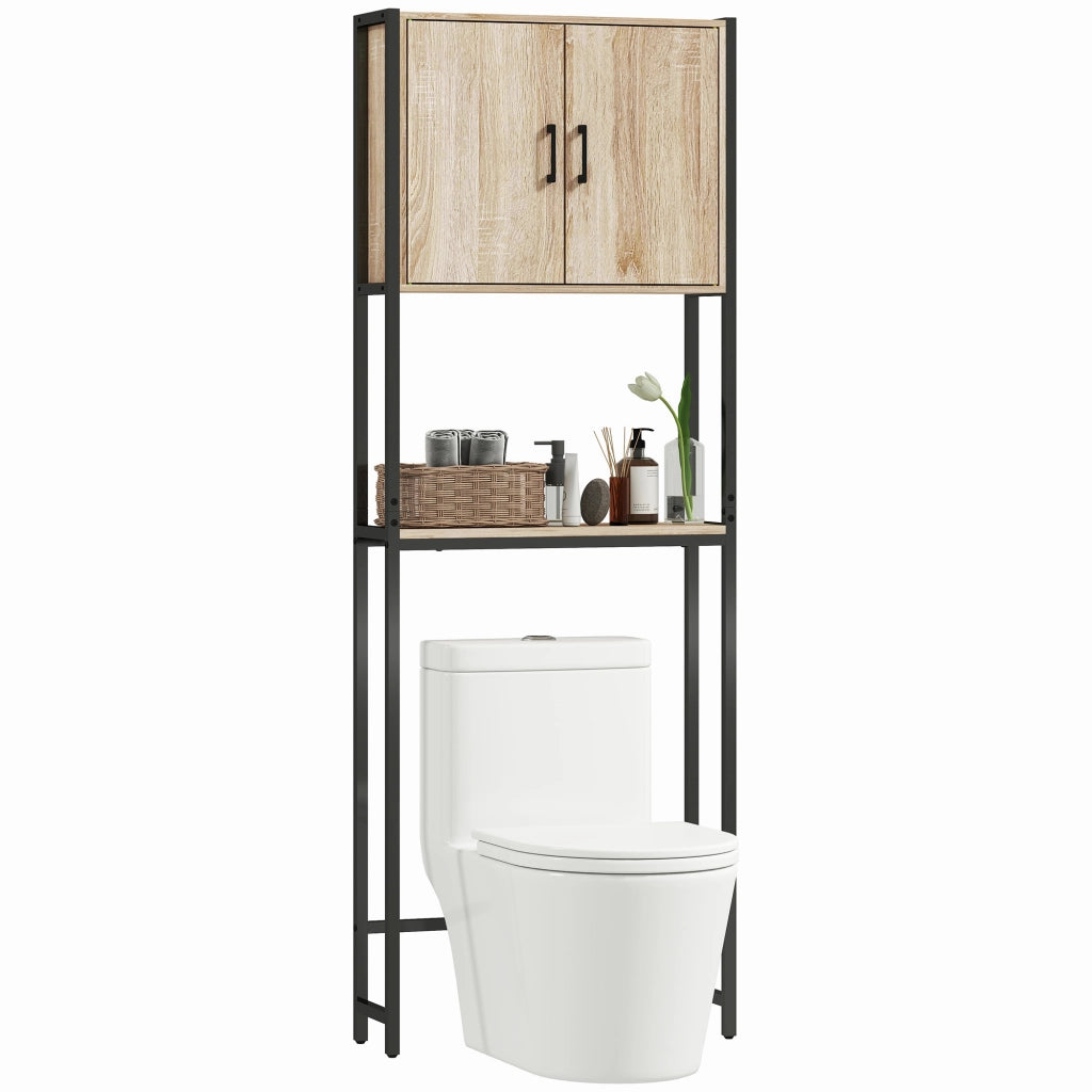 Mobile Bagno Sospeso Sottolavabo con 2 Ante e Ripiano Regolabile ¨C zephmum ¨C 64x19x178 cm Naturale
