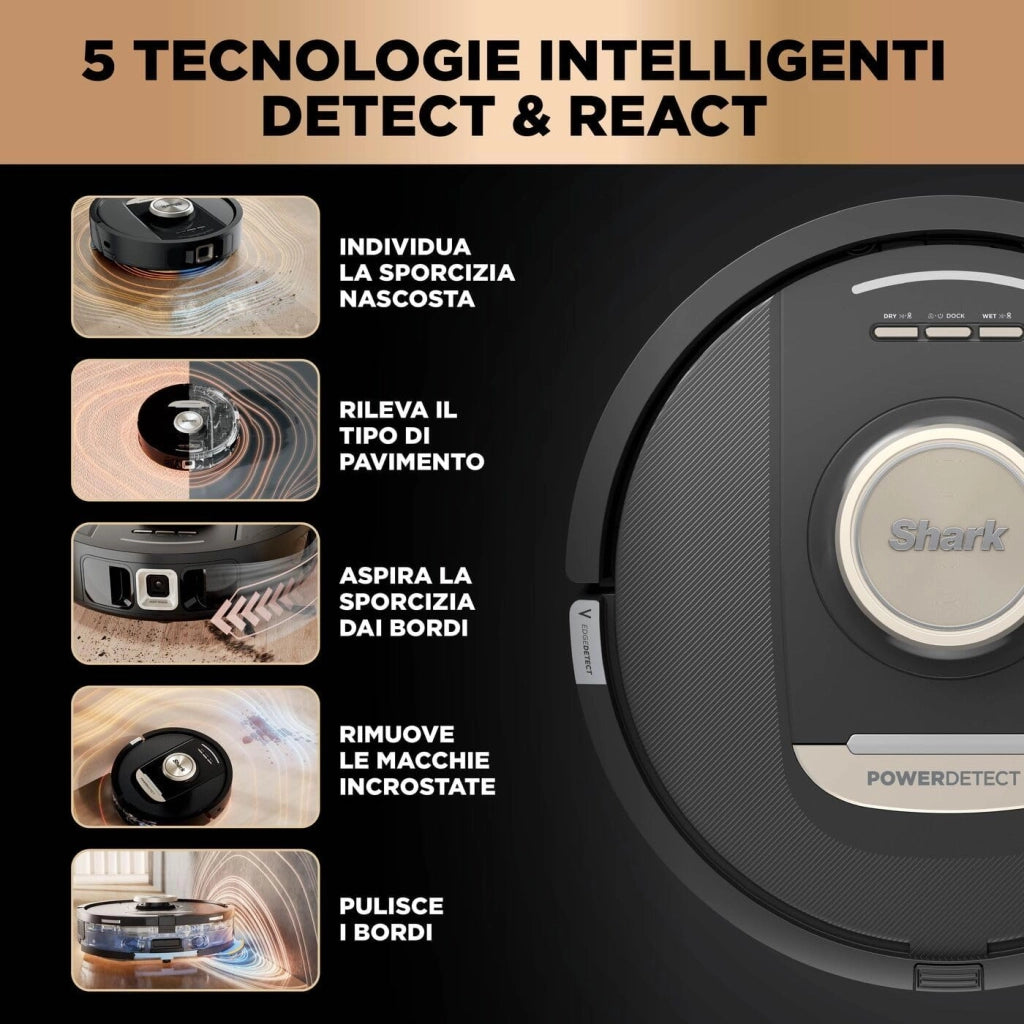 PowerDetect Robot Aspirapolvere Lavapavimenti 2 in 1, NeverTouch Pro Autosvuotante, Autoriempimento, Autopulizia, Navigazione 3D LiDAR, Bypass Ostacoli NeverStuck, WiFi/App, Nero RV2800ZEEU
