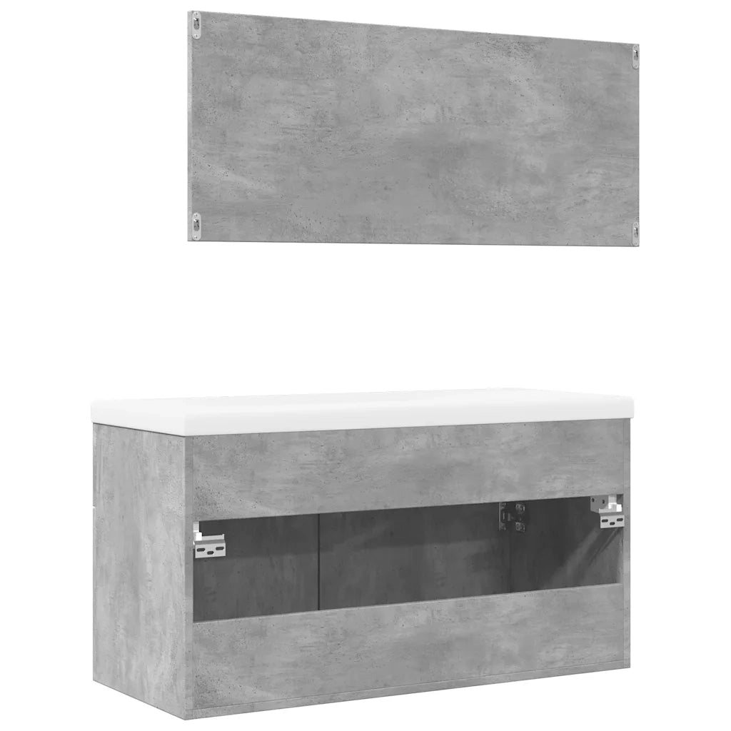 Set Mobili da Bagno 3 pz Grigio Cemento in Legno Multistrato 3324863