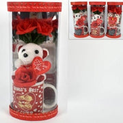 Trade Shop - Tazzone Tazza Con Orsetto Fiore In Box Regalo San Valentino 3 Modelli Assortiti -