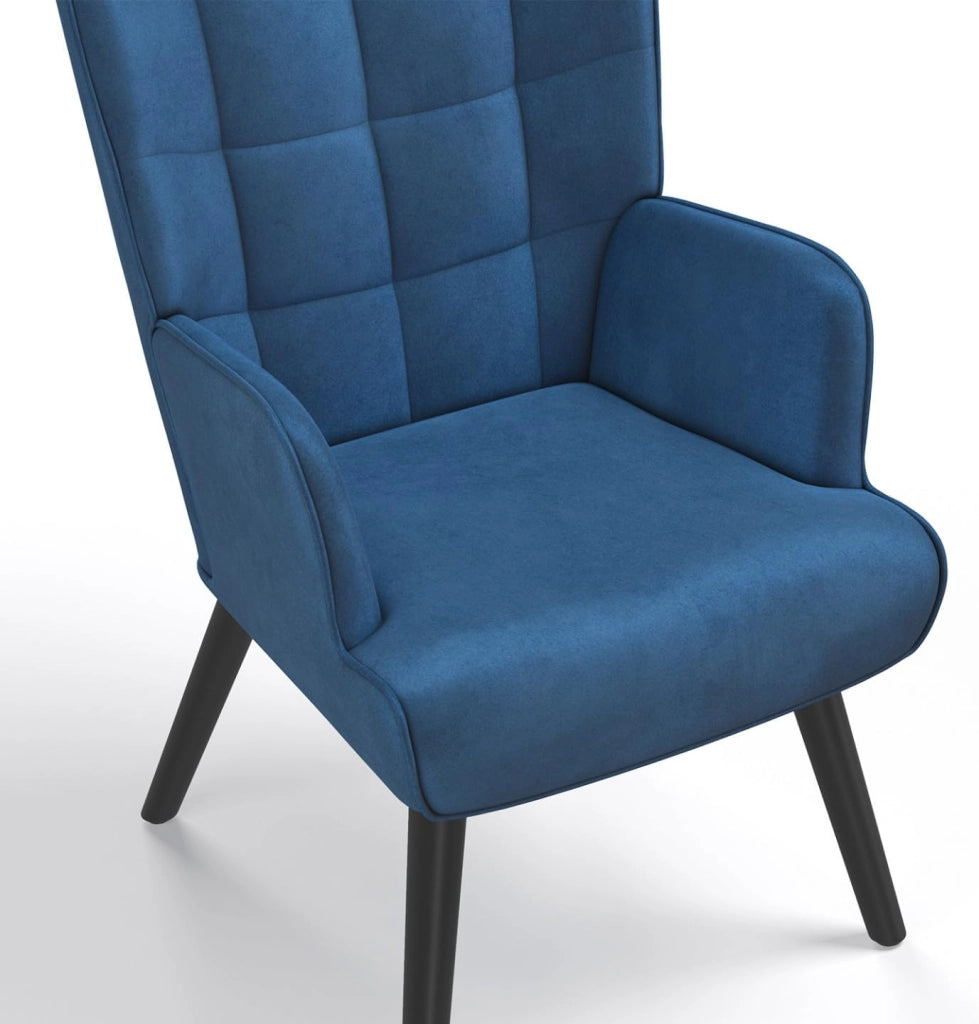 Poltrona scandinava in velluto blu ANIA