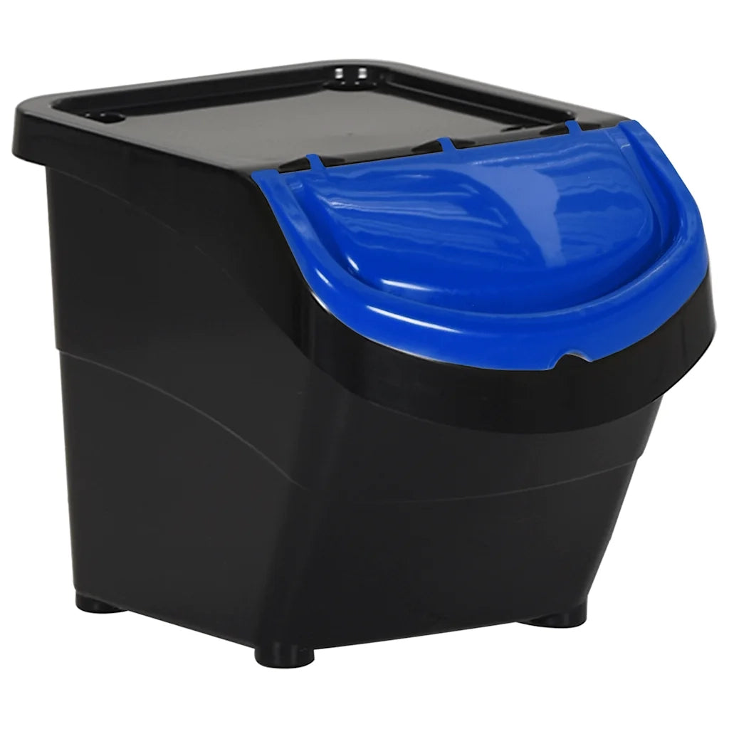 Cestini per Rifiuti Impilabili con Coperchi 3 pz Neri in PP 78 L CFW9040919
