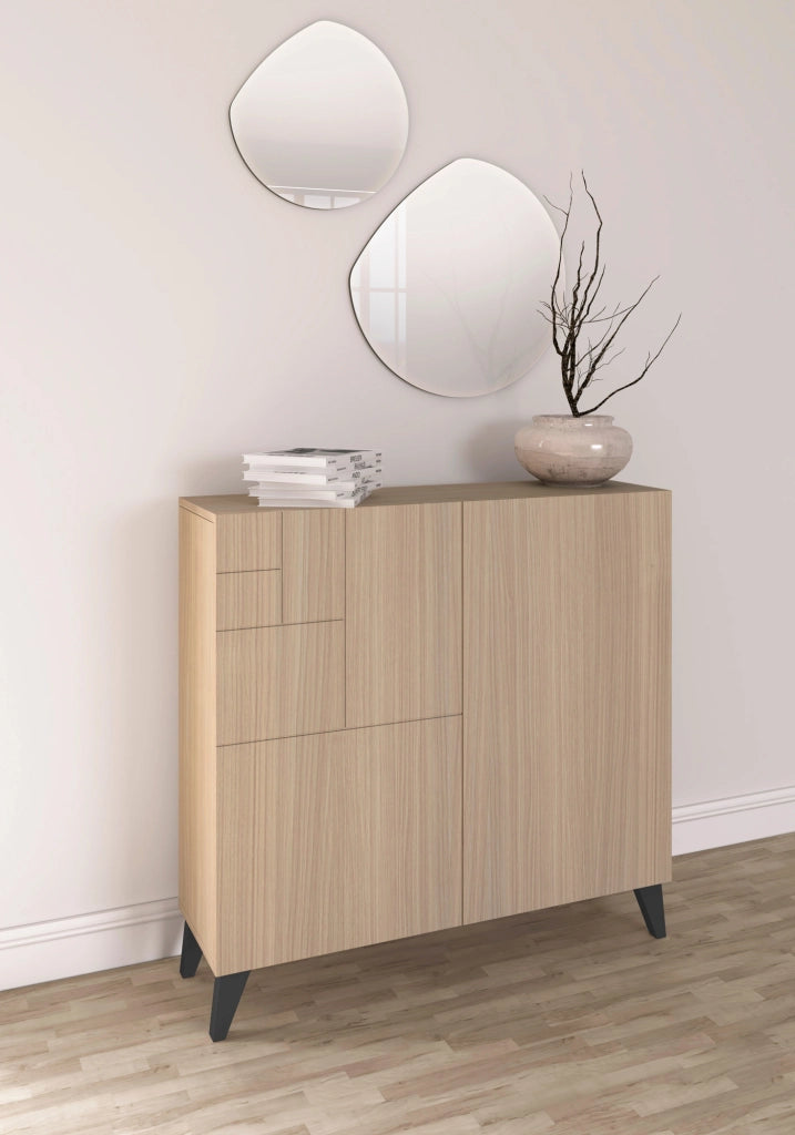 Scarpiera Herdasa effetto noce chiaro gambe grafite 87x90x27
