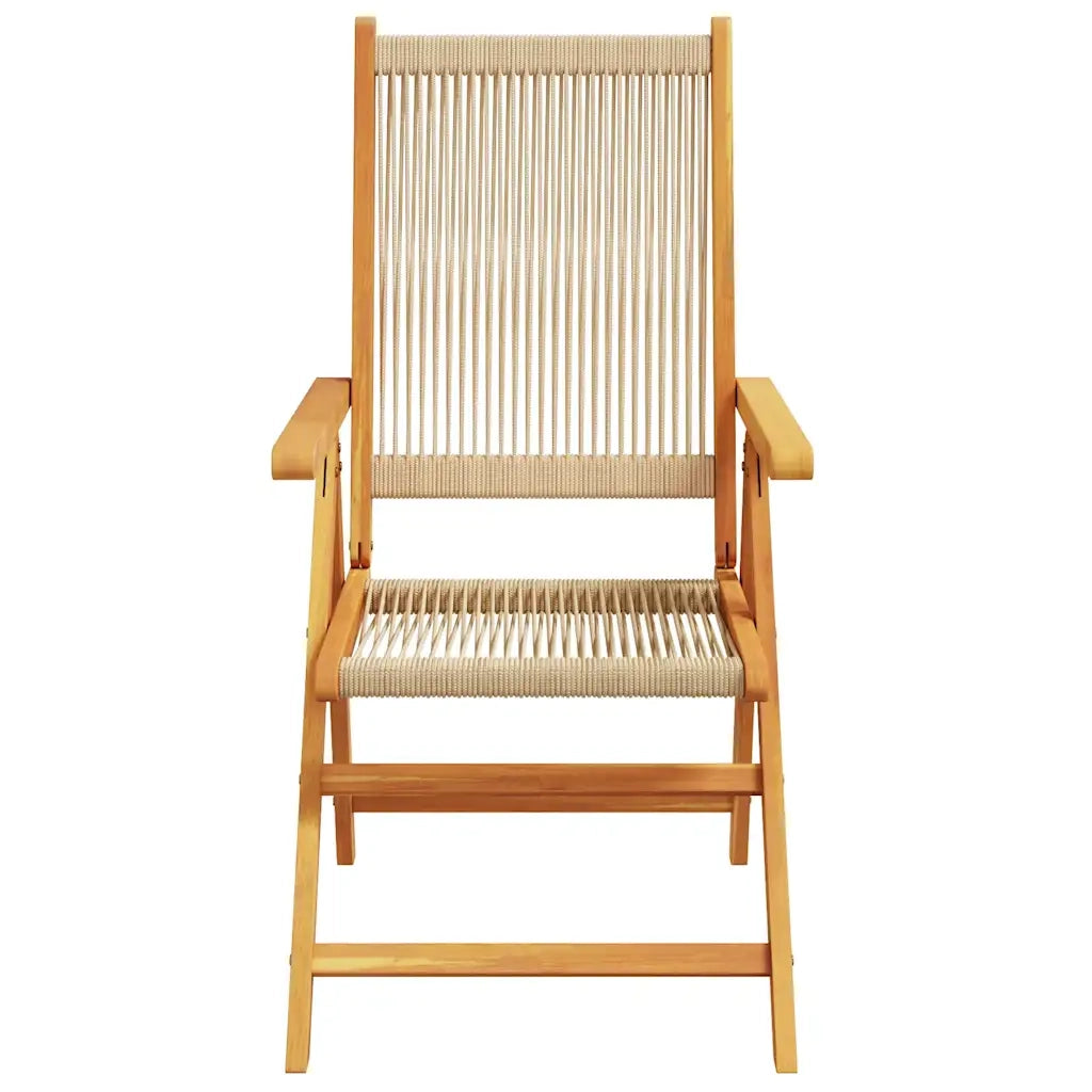 Set Pranzo da Giardino 7 pz Beige Polipropilene/ Legno Massello 3281723