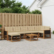 Set di divani da esterno con cuscino 8 pcs Naturale e Beige