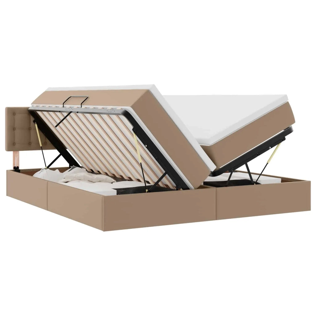 Letto con Contenitore Cappuccino 180 x 200 cm Pelle Sintetica 3370908