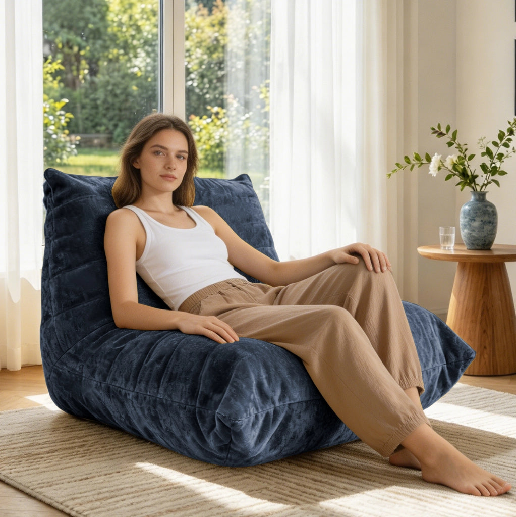 POLTRONA SACCO Ergonomica 49x40x29 cm Chenille Blu