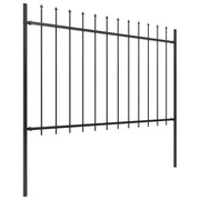 Recinzione da Giardino | Recinzione da cortile con Punta a Lancia in Acciaio 892,5x120 cm Nero