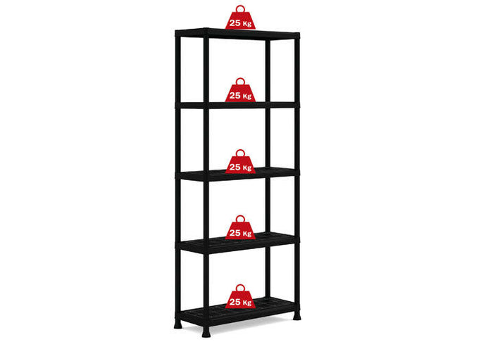 Scaffale in Plastica 5 Ripiani Componibile 32 x 75 x 176 cm