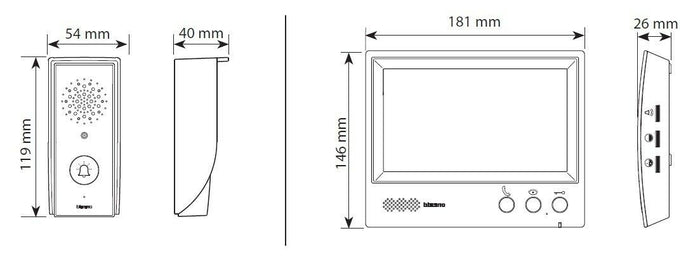Videocitofono Bticino Kit 315511 monofamiliare Monitor Display 7" Colori 4 Fili