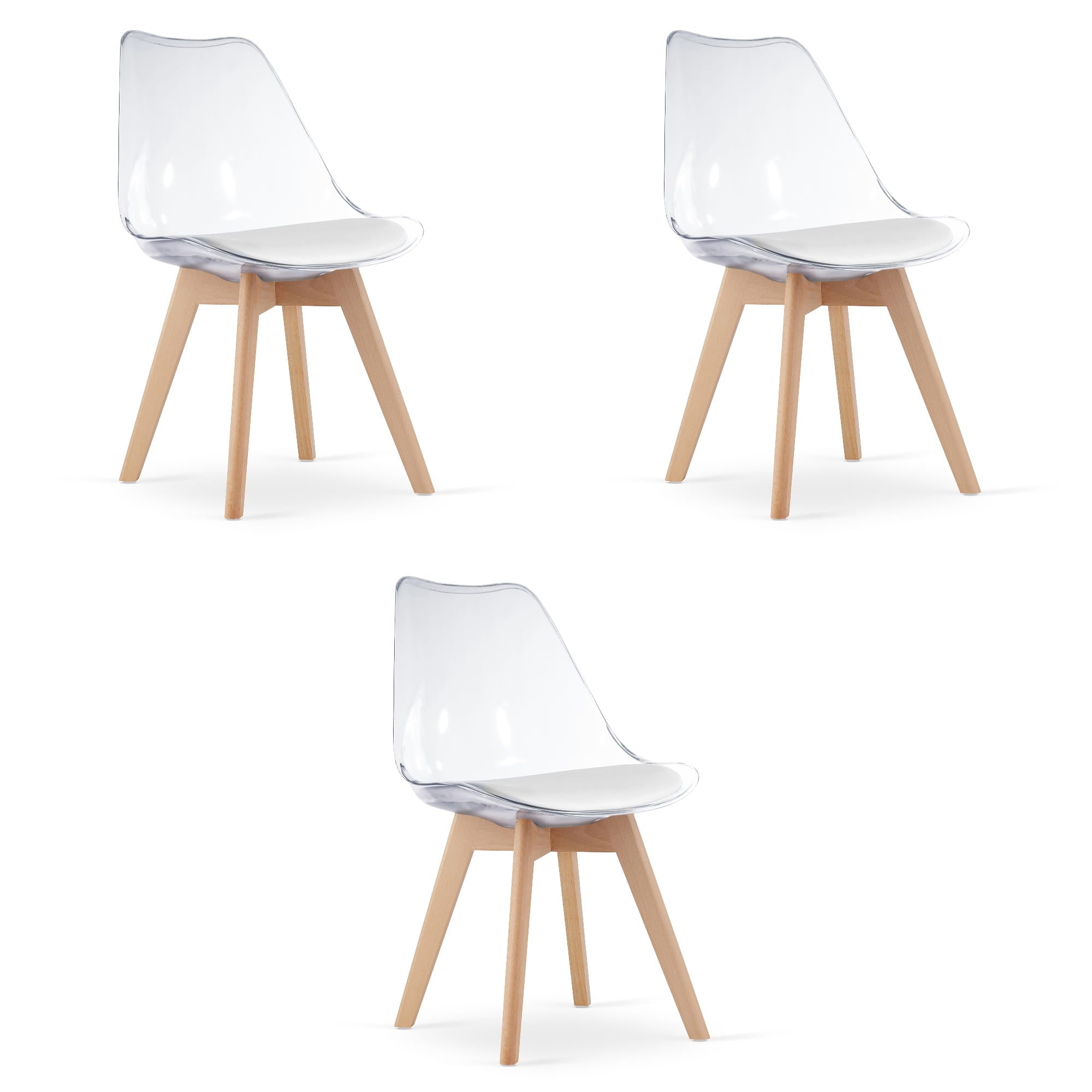 Sedia VALORA RIXK - Design trasparente con gambe naturali x 3