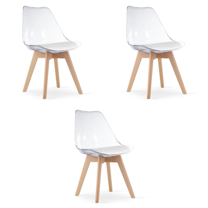 Sedia VALORA RIXK - Design trasparente con gambe naturali x 3