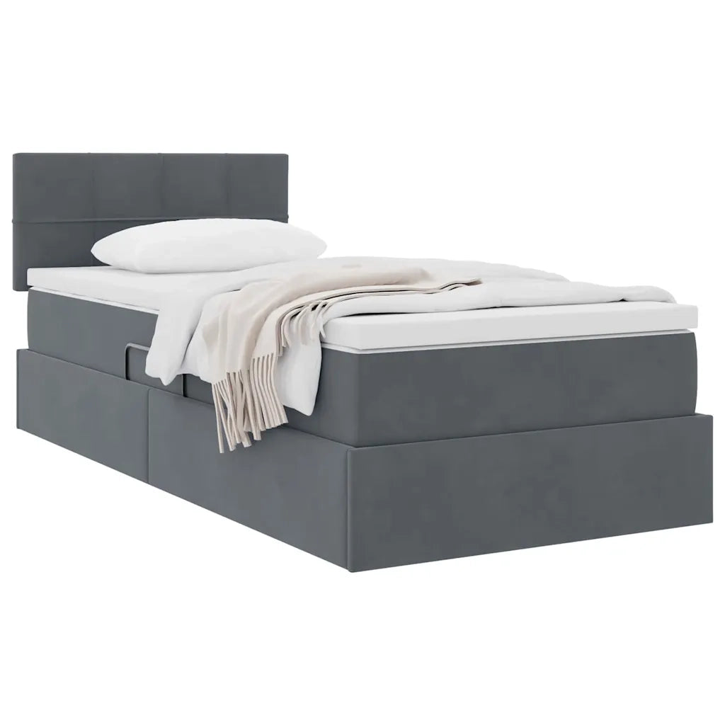 Letto con Contenitore Grigio scuro 90 x 200 cm Velluto