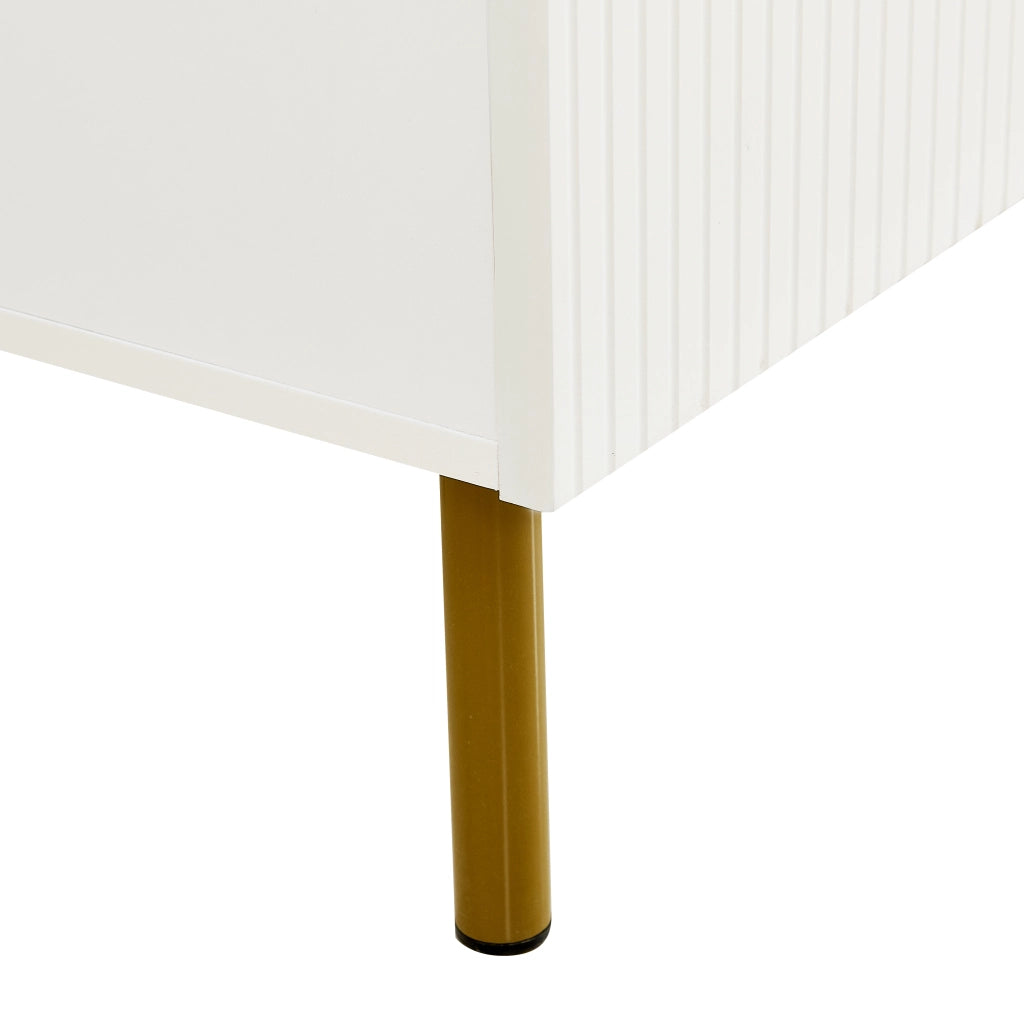Credenza e madia bianca con maniglie in lega di zinco e gambe in acciaio, per soggiorno e ingresso, 80 × 36 × 90 cm