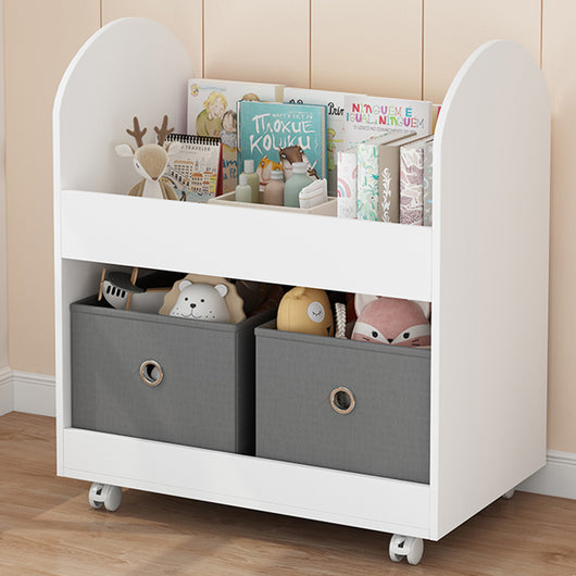 Scaffale Portagiochi per Bambini 2 Ceste in Tessuto e Libreria 70x40x78 cm in MDF Bianco e Grigio