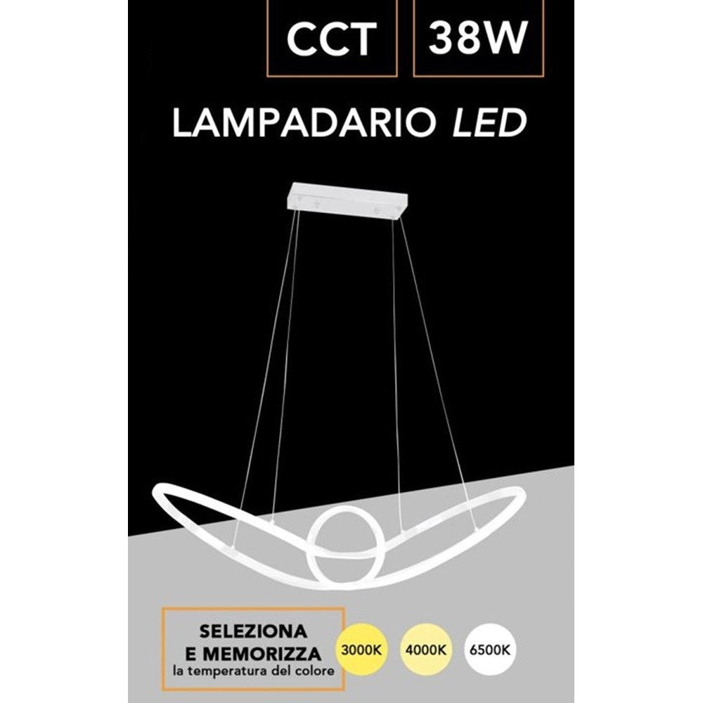 Trade Shop - Lampadario Led Moderno Forma Fiocco 38 Watt Tecnologia Cct 3 Temperature Di Luce A07-3c -