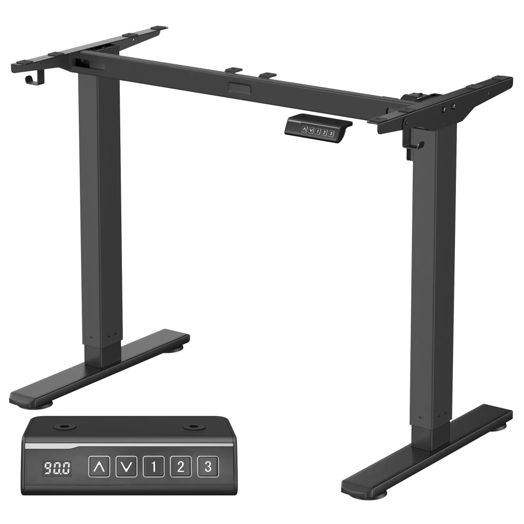 Scrivania regolabile in altezza elettrica struttura per scrivania sit-stand supporto da tavolo senza piano con 2 ganci funzione di memoria 3 altezze acciaio nero 12_0004607
