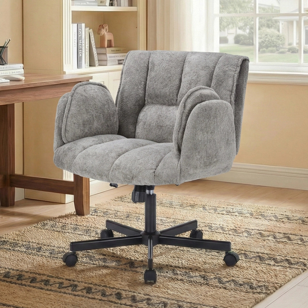 Sedia da ufficio con rotelle e braccioli pieghevoli ¨C zephmum ¨C grigio
