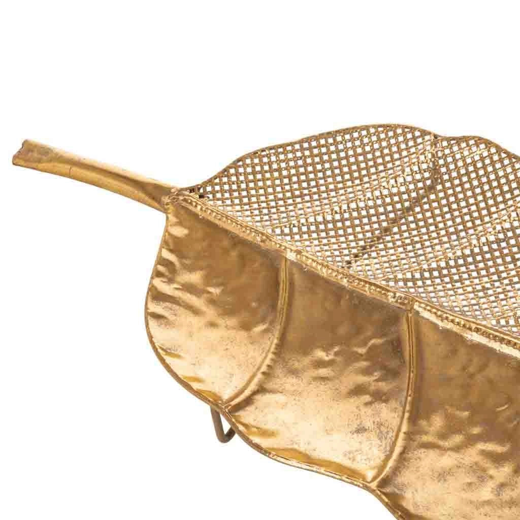 Set di 2 foglie decorative in metallo dorato