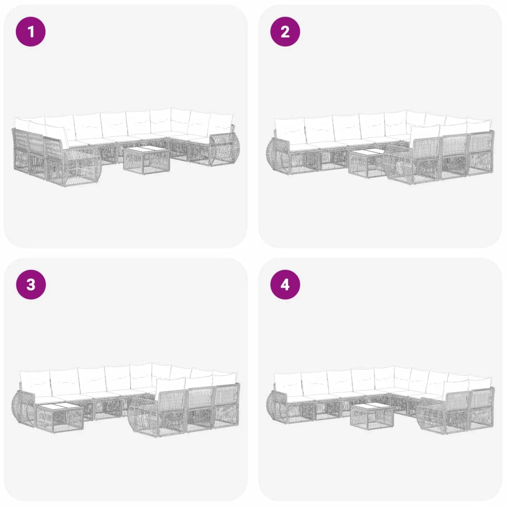 Set Divano da Giardino 11 pcs Grigio e Grigio Scuro polyrattan