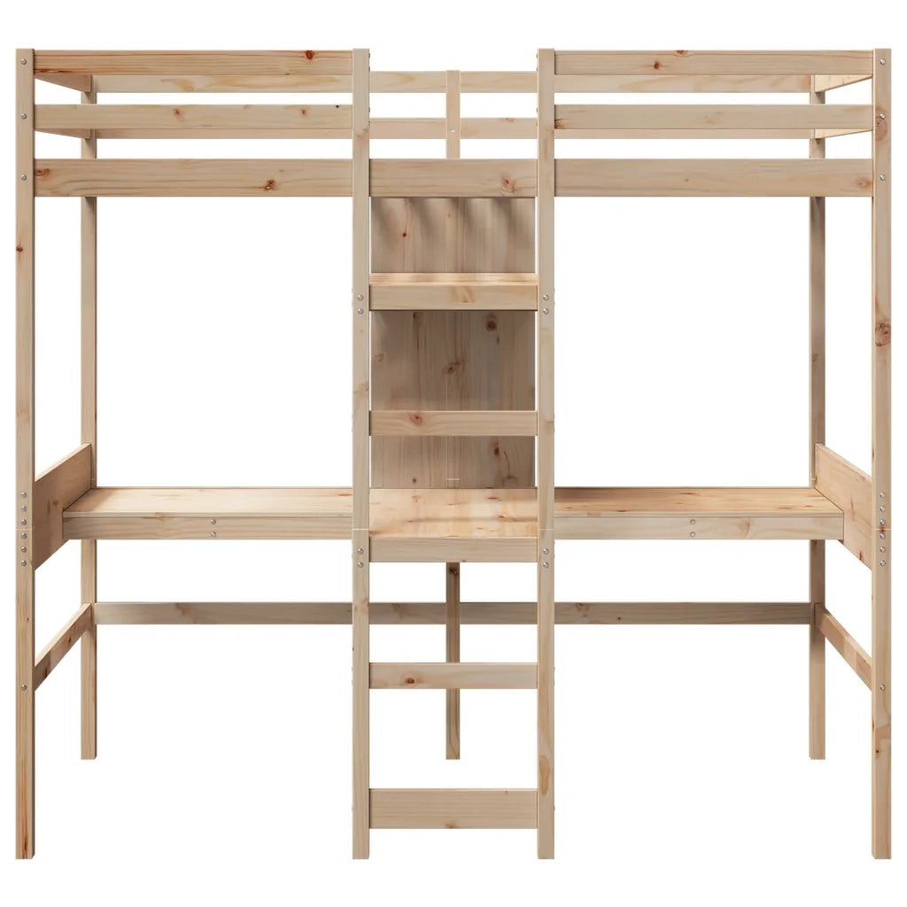 Letto singolo | Letto per adulti | Giroletto Soppalco senza Materasso 75x190cm Legno Massello Pino