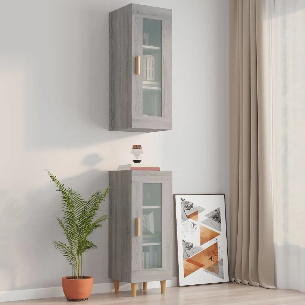 Armadietto Pensile a Parete Grigio Sonoma 34,5x34x90 cm 817445