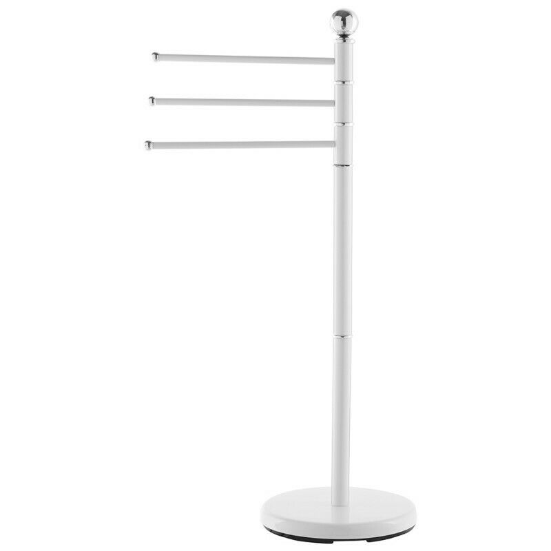 Piantana Porta Asciugamani Feridras Acciaio Cromato e Bianco 3 Bracci H 90cm