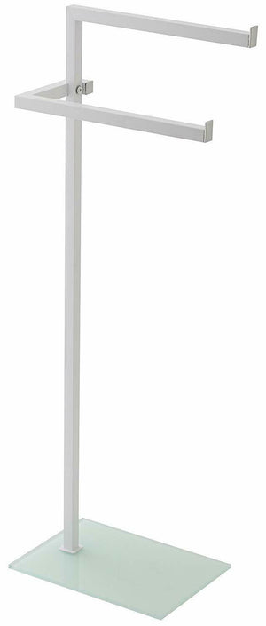 Piantana Porta Asciugamani Feridras Acciaio Vetro Bagno Altezza 86,5 cm Grigio