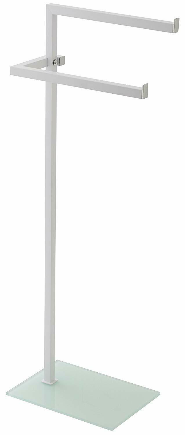 Piantana Porta Asciugamani Feridras Acciaio Vetro Bagno Altezza 86,5 cm Grigio