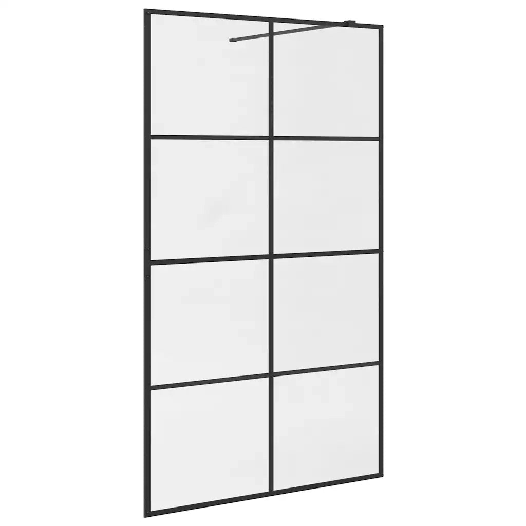 Parete per Doccia Walk-in Vetro Trasparente ESG 115x195cm Nera 151036