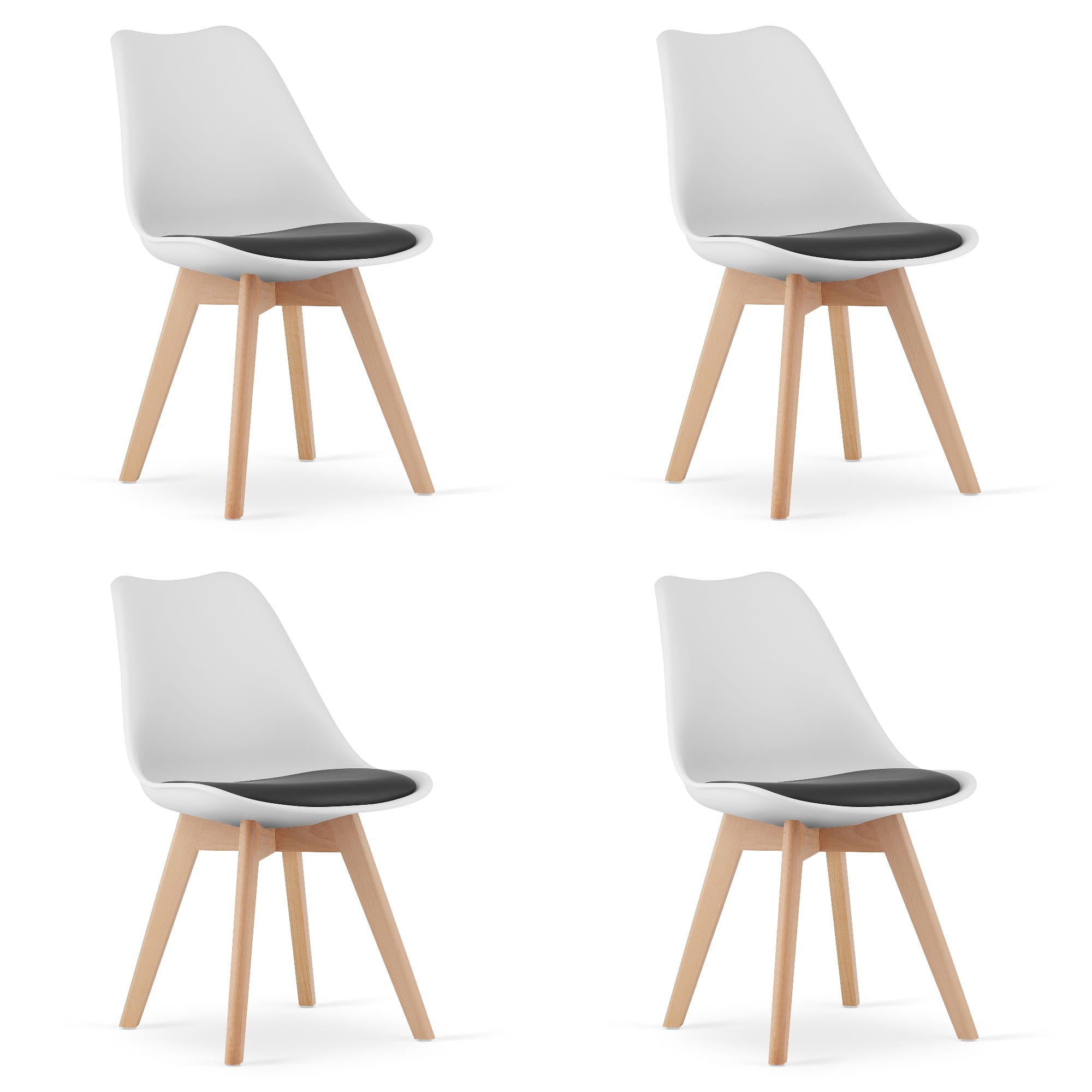 Sedia VALORA RIXK nera e bianca con gambe naturali x 4