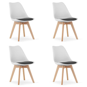 Sedia VALORA RIXK nera e bianca con gambe naturali x 4