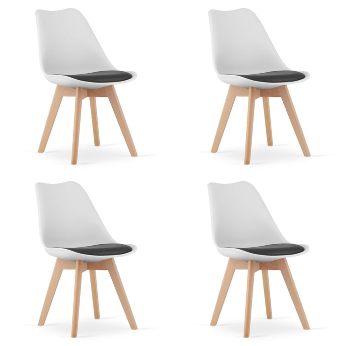 Sedia VALORA RIXK nera e bianca con gambe naturali x 4