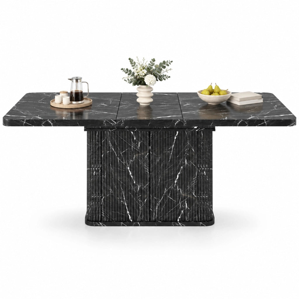 TAVOLO da pranzo estensibile 140-180 cm effetto marmo nero