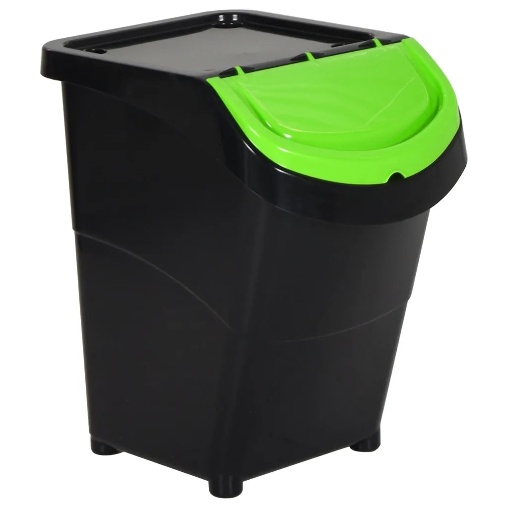 Cestini per Rifiuti Impilabili con Coperchi 3 pz Neri PP 120L CFW8037846