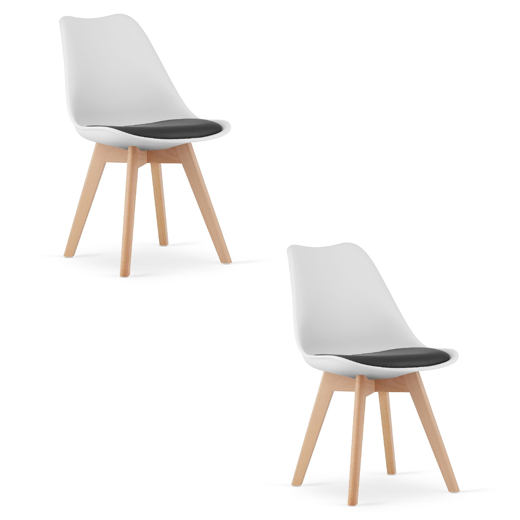 Sedia VALORA RIXK nera e bianca con gambe naturali x 2