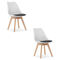 Sedia VALORA RIXK nera e bianca con gambe naturali x 2