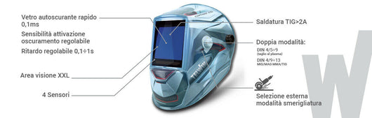 Maschera Saldatura automatica autoscurante Telwin Vantage Grey XXL Casco 802937