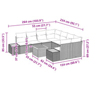 Set Divani Giardino 9 Pezzi con Cuscini in Polyrattan Grigio e Acacia