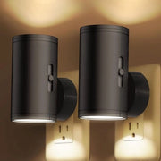 Due lampade a LED per notte con presa, illuminazione per camera da letto, lampada da parete a tre colori europea, con telecomando.