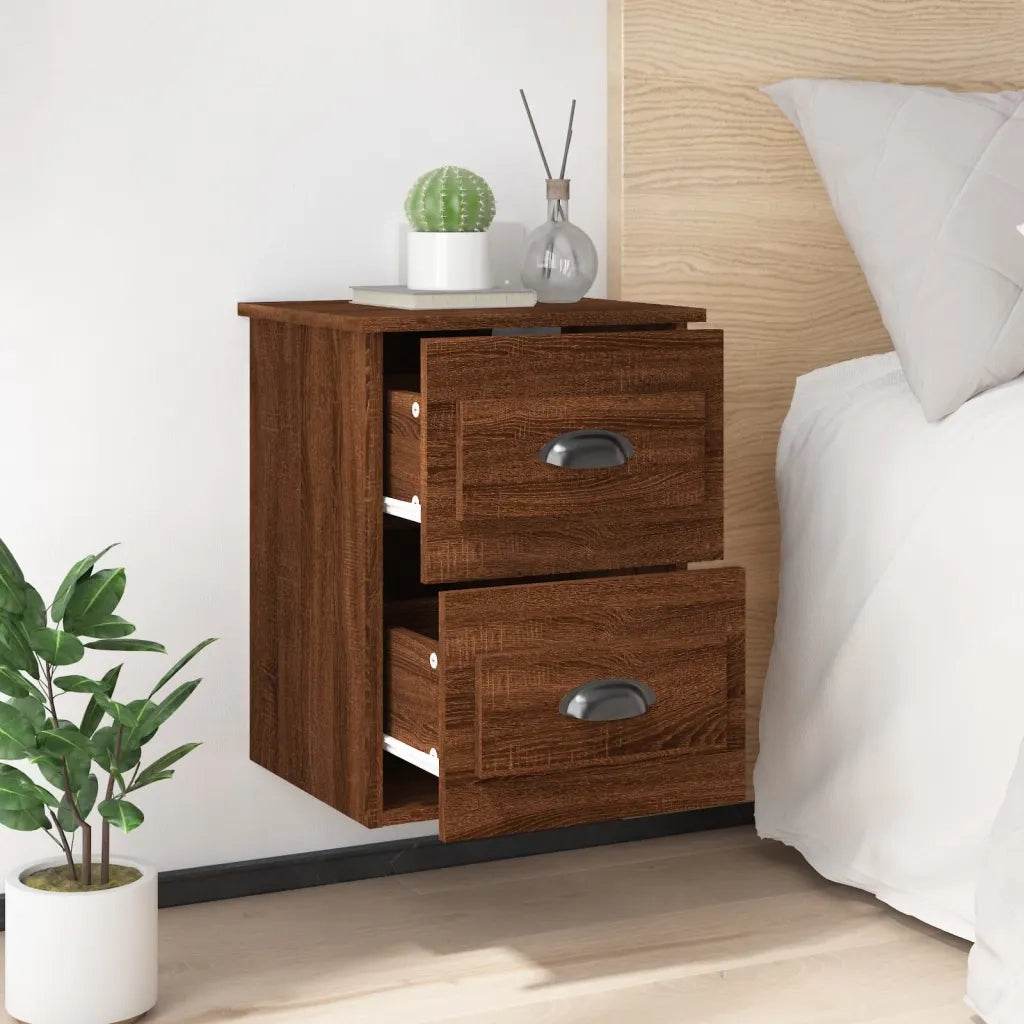Comodino | Armadio da Notte | Mobiletto da notte a Parete Rovere Marrone 41,5x36x53 cm