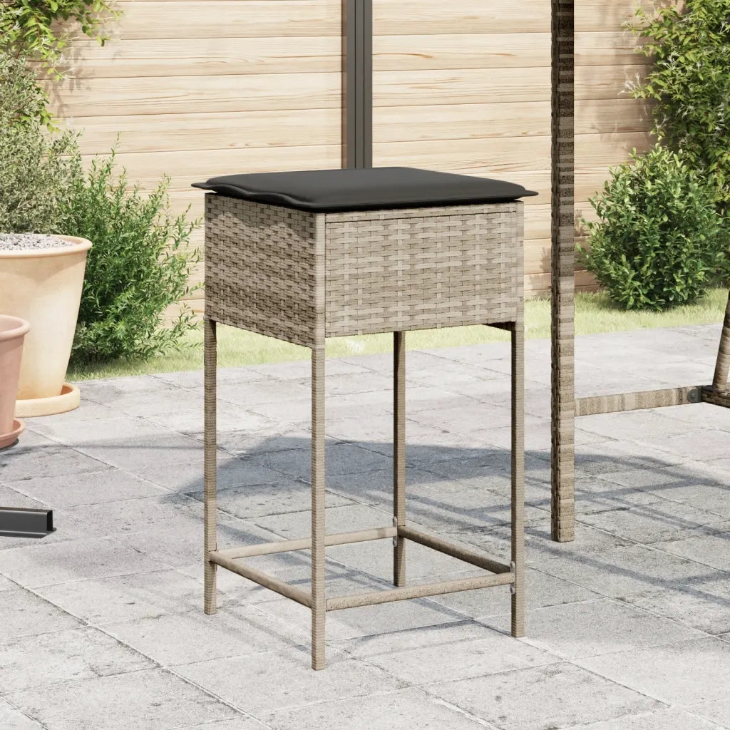 Sgabelli da Bar con Cuscini 2 pz Grigio Chiaro in Polyrattan CFW6495864
