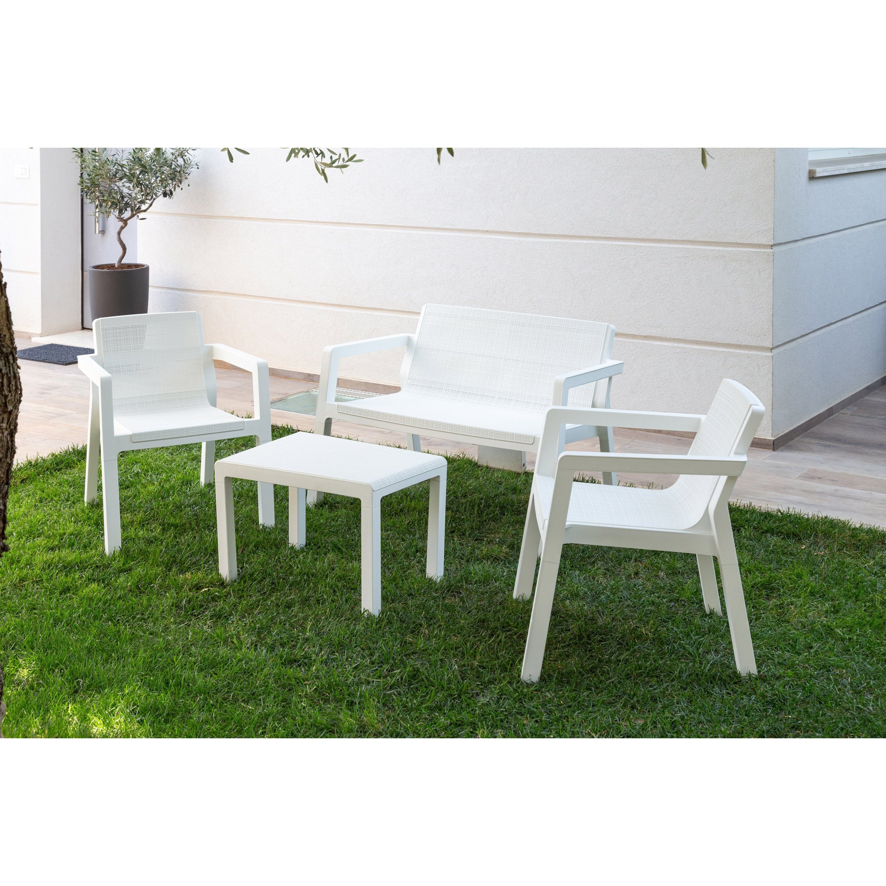 SET SALOTTO RIVIERA BIANCO LATTE CON DIVANO