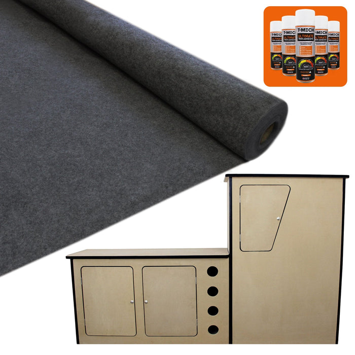 Cucina da Camper in MDF & 11mq Moquette Furgoni 5 Spray Adesivi GRATIS Antracite