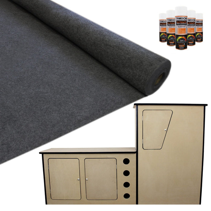 Cucina da Camper in MDF & 11mq Moquette Furgoni 5 Spray Adesivi GRATIS Antracite