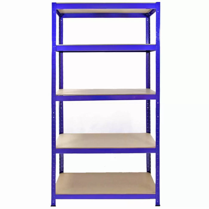 Set 5 Scaffali 5 Ripiani ad Incastro 90x45x180 Piani in MDF Struttura in Acciaio Blu