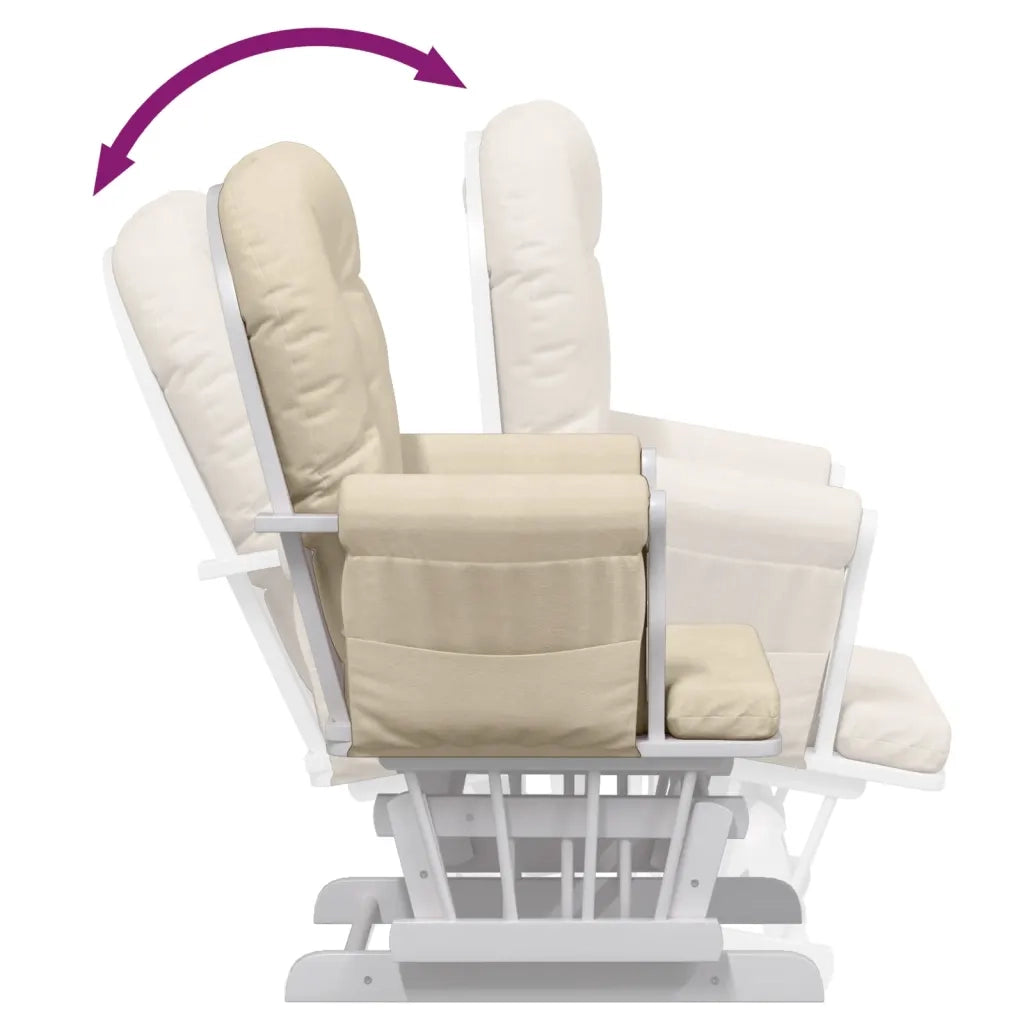 Poltrona | Sedia Relax Glider con Sgabello Bianco Crema in Tessuto